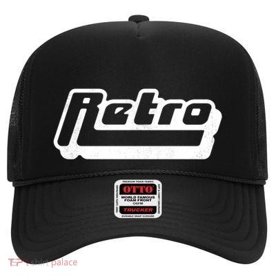 Retro Classic Style Logo High Crown Mesh Back Trucker Hat