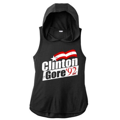 Retro Clinton Gore 1992 Election Ladies PosiCharge Tri-Blend Wicking Draft Hoodie Tank