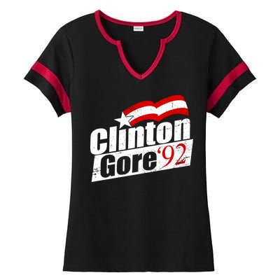 Retro Clinton Gore 1992 Election Ladies Halftime Notch Neck Tee