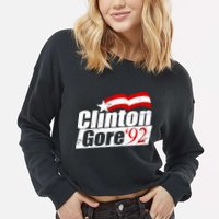 Retro Clinton Gore 1992 Election Cropped Pullover Crew