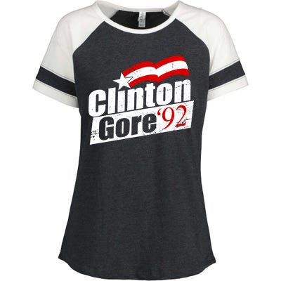 Retro Clinton Gore 1992 Election Enza Ladies Jersey Colorblock Tee