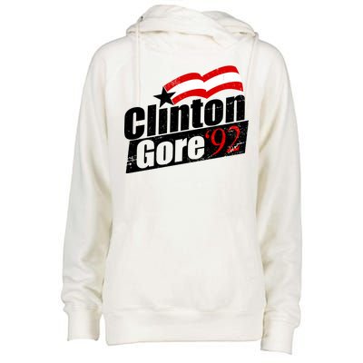 Retro Clinton Gore 1992 Election Womens Funnel Neck Pullover Hood