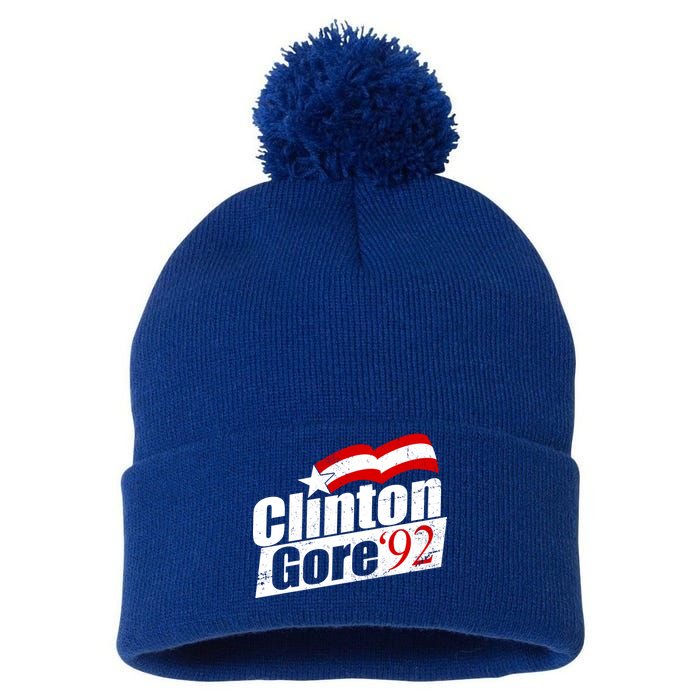 Retro Clinton Gore 1992 Election Pom Pom 12in Knit Beanie