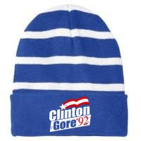 Retro Clinton Gore 1992 Election Striped Beanie with Solid Band