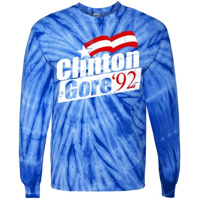 Retro Clinton Gore 1992 Election Tie-Dye Long Sleeve Shirt