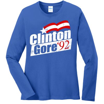 Retro Clinton Gore 1992 Election Ladies Long Sleeve Shirt