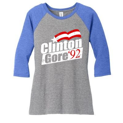 Retro Clinton Gore 1992 Election Women's Tri-Blend 3/4-Sleeve Raglan Shirt