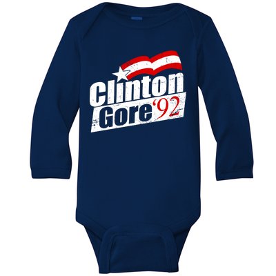 Retro Clinton Gore 1992 Election Baby Long Sleeve Bodysuit