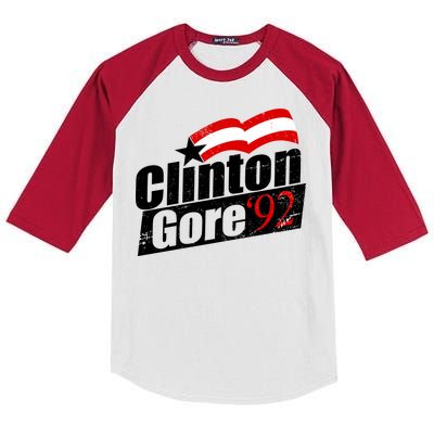 Retro Clinton Gore 1992 Election Kids Colorblock Raglan Jersey