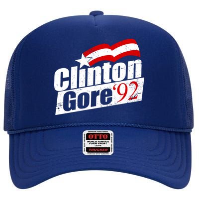 Retro Clinton Gore 1992 Election High Crown Mesh Back Trucker Hat