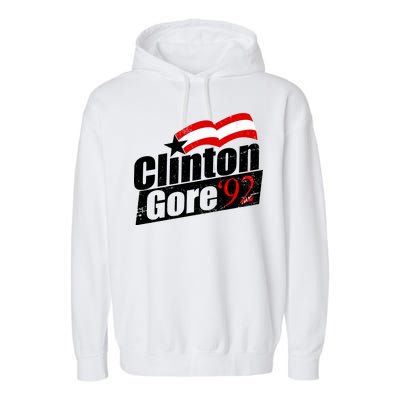 Retro Clinton Gore 1992 Election Garment-Dyed Fleece Hoodie