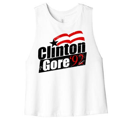 Retro Clinton Gore 1992 Election Women's Racerback Cropped Tank