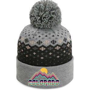 Retro Colorado Mountain Logo The Baniff Cuffed Pom Beanie