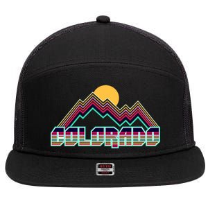 Retro Colorado Mountain Logo 7 Panel Mesh Trucker Snapback Hat