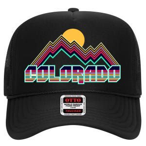 Retro Colorado Mountain Logo High Crown Mesh Back Trucker Hat