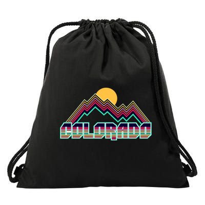 Retro Colorado Mountain Logo Drawstring Bag