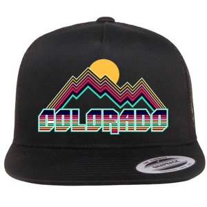 Retro Colorado Mountain Logo Flat Bill Trucker Hat