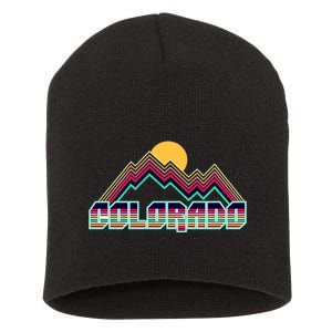 Retro Colorado Mountain Logo Short Acrylic Beanie