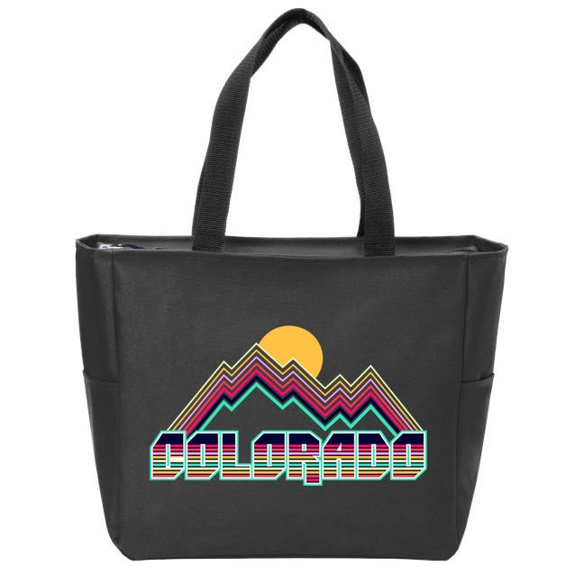 Retro Colorado Mountain Logo Zip Tote Bag