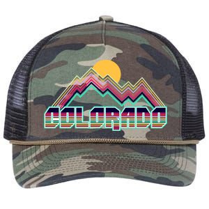 Retro Colorado Mountain Logo Retro Rope Trucker Hat Cap