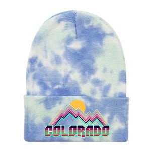 Retro Colorado Mountain Logo Tie Dye 12in Knit Beanie