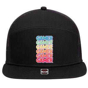 Retro Colorful Gamer 7 Panel Mesh Trucker Snapback Hat