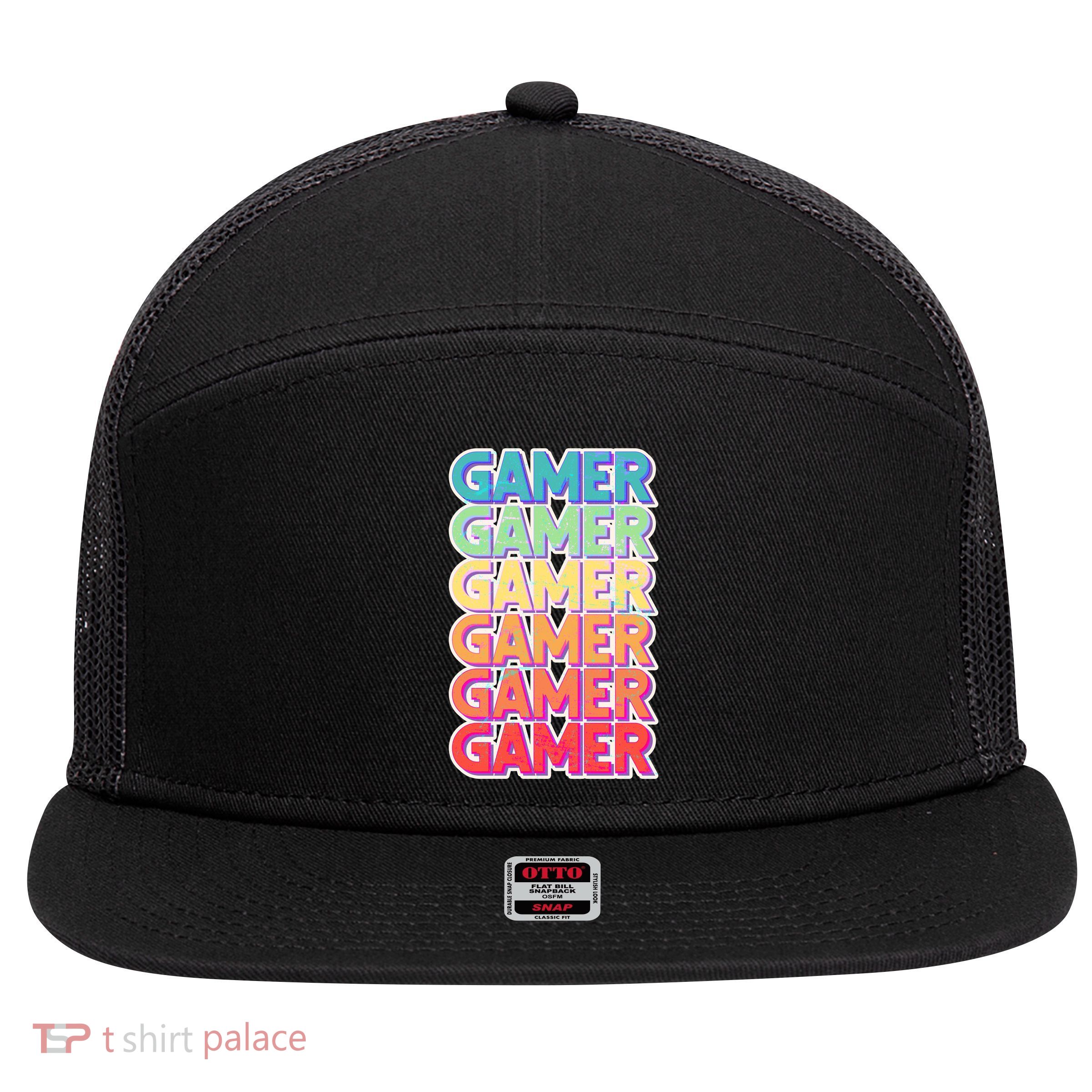 Retro Colorful Gamer 7 Panel Mesh Trucker Snapback Hat