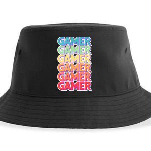 Retro Colorful Gamer Sustainable Bucket Hat