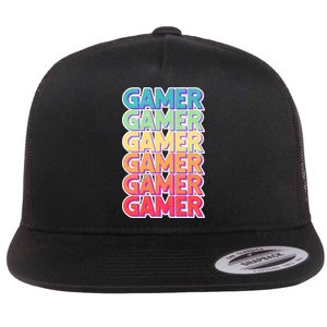 Retro Colorful Gamer Flat Bill Trucker Hat