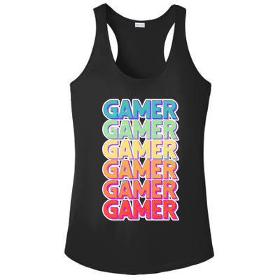 Retro Colorful Gamer Ladies PosiCharge Competitor Racerback Tank