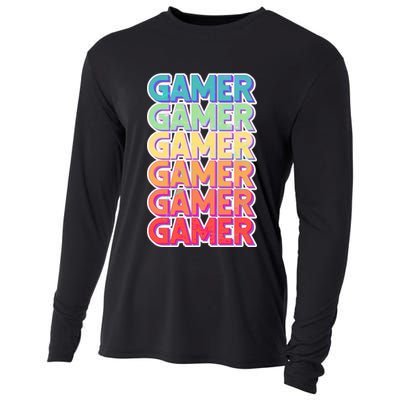 Retro Colorful Gamer Cooling Performance Long Sleeve Crew