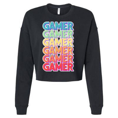 Retro Colorful Gamer Cropped Pullover Crew