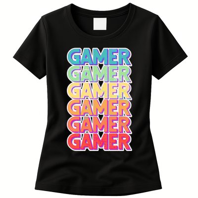 Retro Colorful Gamer Womens T-Shirt