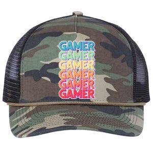 Retro Colorful Gamer Retro Rope Trucker Hat Cap