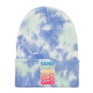 Retro Colorful Gamer Tie Dye 12in Knit Beanie