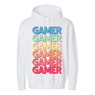 Retro Colorful Gamer Garment-Dyed Fleece Hoodie