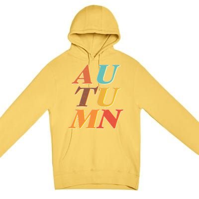 Retro Colors Autumn Letters  Premium Pullover Hoodie