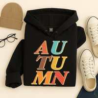 Retro Colors Autumn Letters  Hoodie