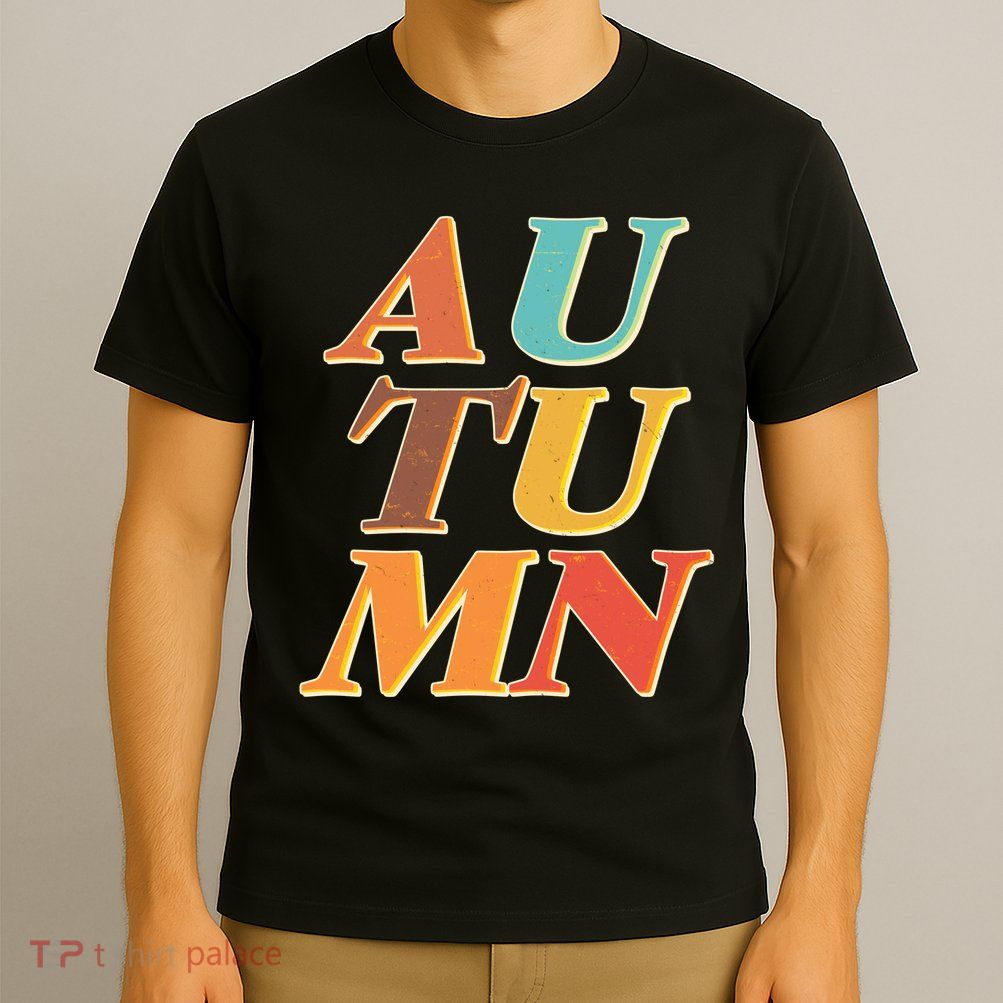 Retro Colors Autumn Letters  T-Shirt