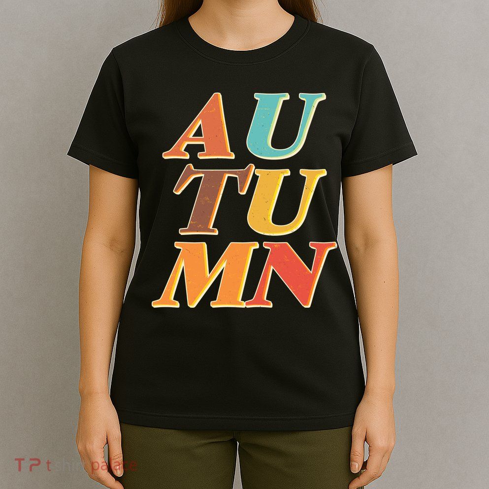 Retro Colors Autumn Letters  T-Shirt