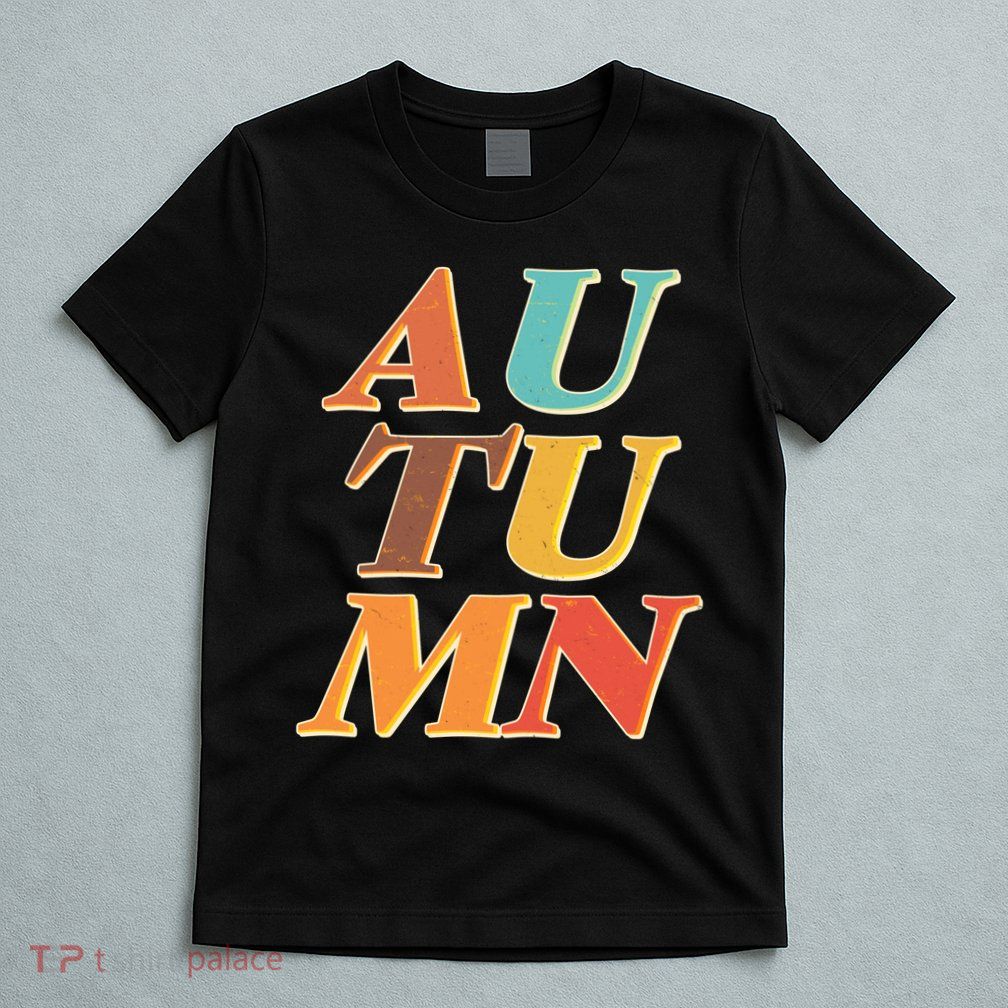 Retro Colors Autumn Letters  T-Shirt