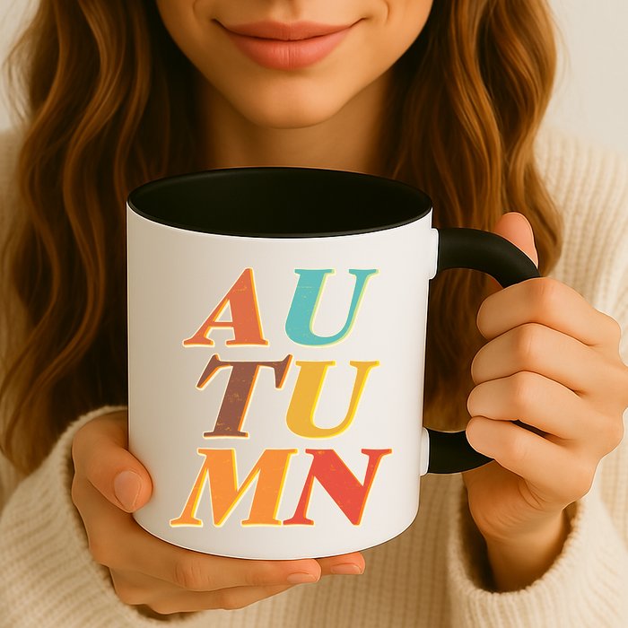 Retro Colors Autumn Letters  Mug