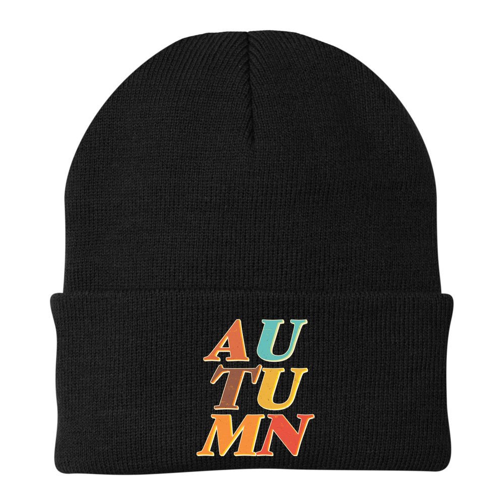 Retro Colors Autumn Letters  Beanie