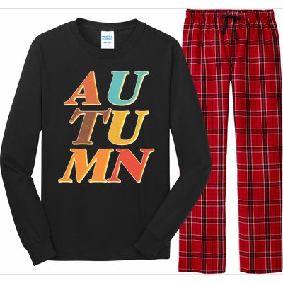 Retro Colors Autumn Letters  Long Sleeve Pajama Set