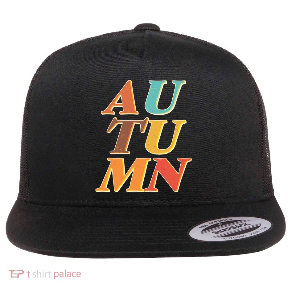 Retro Colors Autumn Letters  Flat Bill Trucker Hat