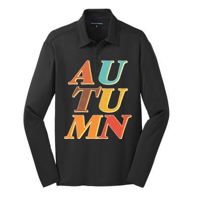 Retro Colors Autumn Letters  Silk Touch Performance Long Sleeve Polo