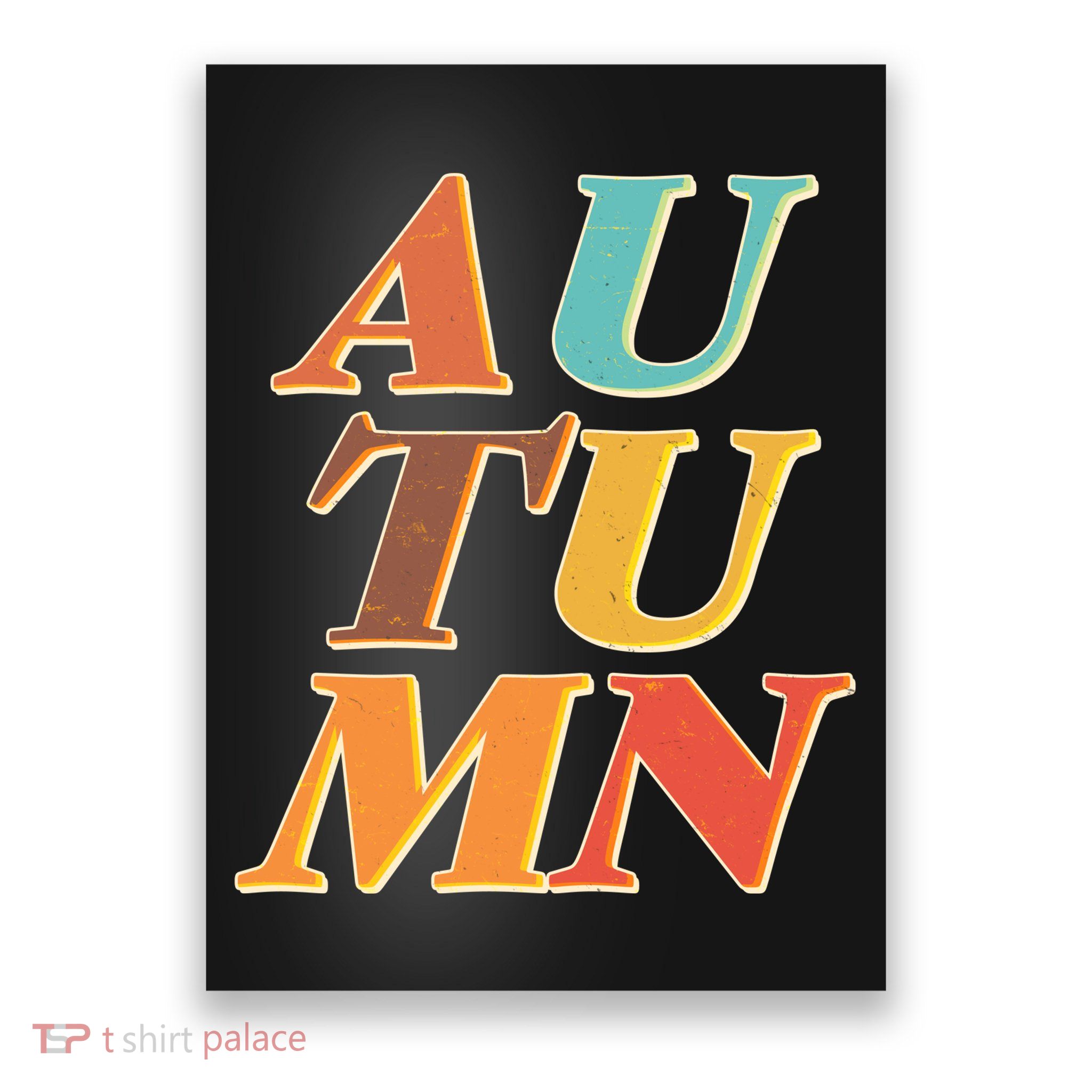 Retro Colors Autumn Letters  Poster
