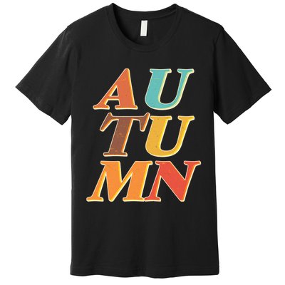 Retro Colors Autumn Letters  Premium T-Shirt