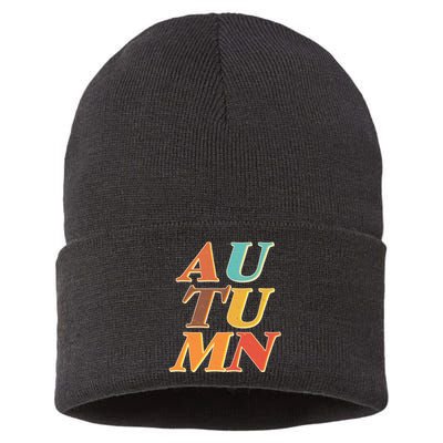 Retro Colors Autumn Letters  Sustainable Knit Beanie