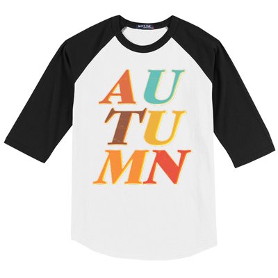 Retro Colors Autumn Letters  Baseball Sleeve Shirt